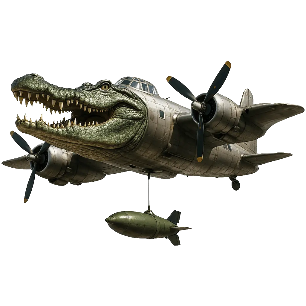 Italian Brainrot Image of Bombardiro Crocodilo